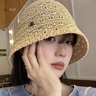 Julyhot Đi Biển Mũ Rơm Hàn Quốc Mùa Hè Nữ Tấm Che Thoáng Khí Sang Trọng Xô Mũ Người Cá Dệt Tay Cô Gái Câu Cá Mũ Chống Nắng Cho Nữ Massivedeals