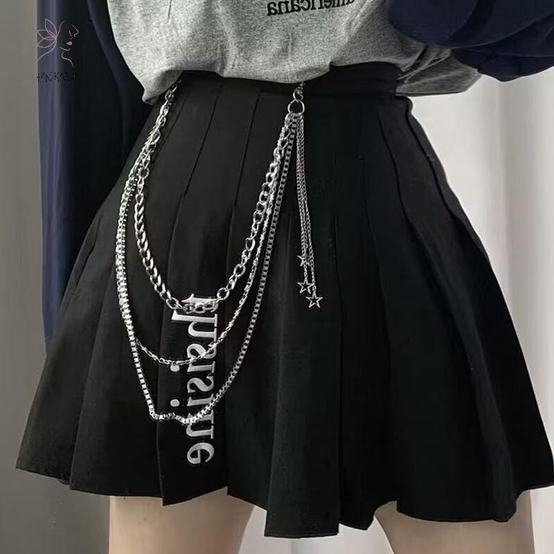 Hnkmp Punk Thời Trang Ngôi Sao Eo Dây Xích Đơn Giản sel Quần Dây Xích Cá Tính Hip Hop Nhiều Lớp Eo Dây Xích Quần Áo Phụ Kiện Quà Tặng.