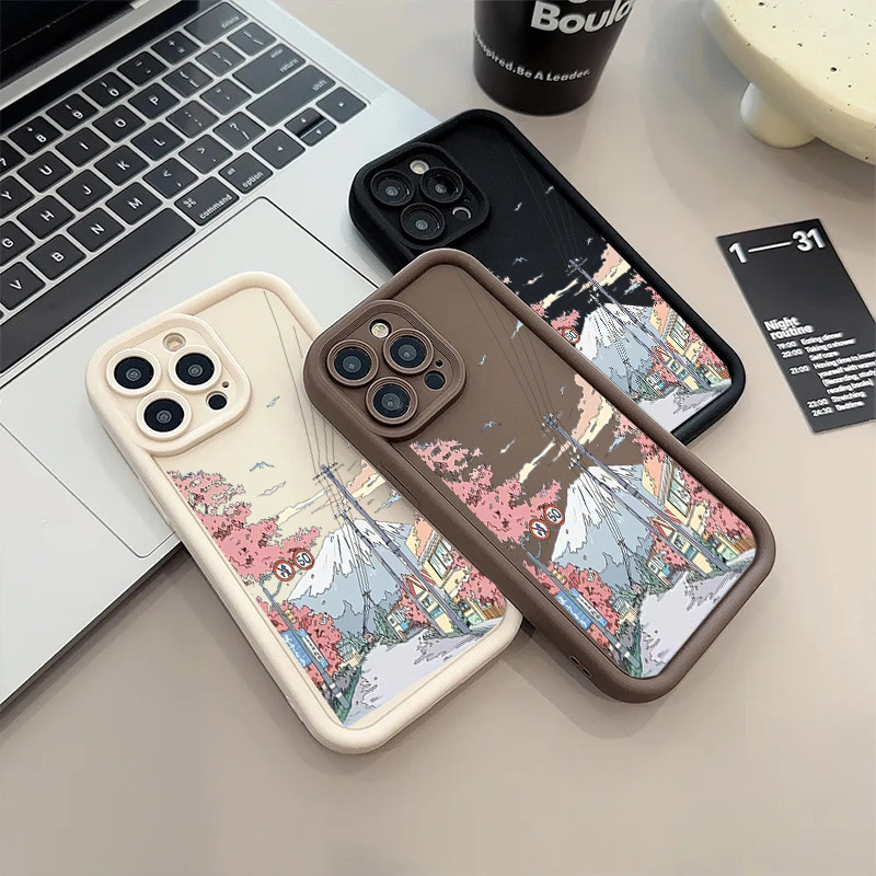 Ốp Điện Thoại Cho Iphone 16e 16 Pro Max 15 14 13 12 11 Pro Max 7 8 Plus 12 13 Mini Điện Thoại Di Động Sang Trọng Suzume Anime Nhật Bản Phong Cảnh Silicon Bảo Vệ Camera