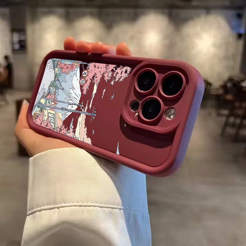Ốp Điện Thoại Cho Iphone 16e 16 Pro Max 15 14 13 12 11 Pro Max 7 8 Plus 12 13 Mini Điện Thoại Di Động Sang Trọng Suzume Anime Nhật Bản Phong Cảnh Silicon Bảo Vệ Camera