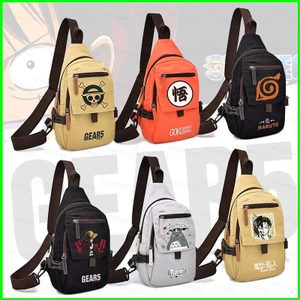 Gc2 One Piece Naruto Attack on Titan Phim hoạt hình anime túi ngực Vải nam đeo chéo Túi đeo chéo dung tích lớn túi thắt lưng thông thường