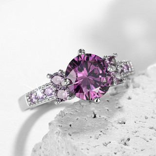 S925 Sterling Bạc Tím Zircon Nhẫn Trang Sức Thời Trang Đơn Giản Quà Tặng Nữ
