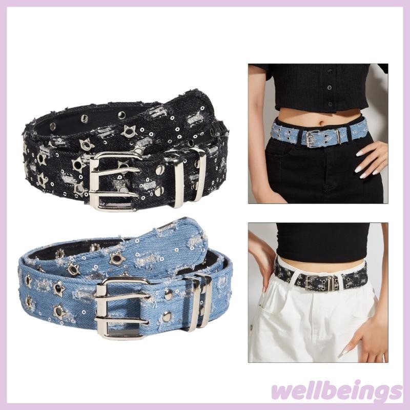 Wellb Đính Kim Sa Lấp Lánh Dây Xích Nữ Thắt Lưng Dây Xích Ngôi Sao Dây Xích Bụng Cho Đầm Tây Grommet Thắt Lưng Dây Xích