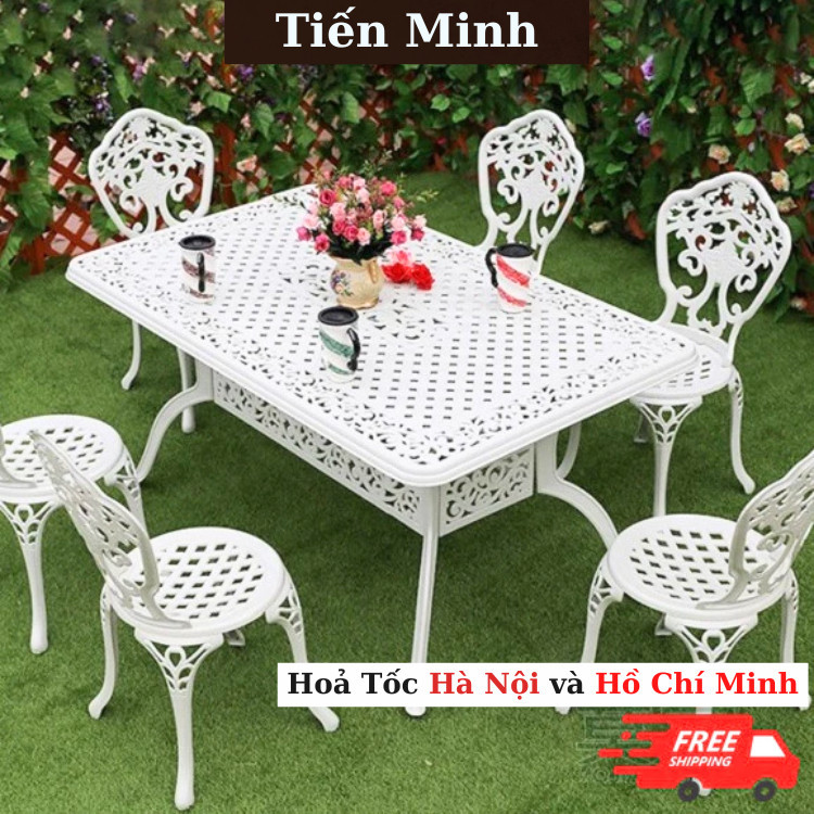 Bộ bàn ghế sân vườn ngoài trời HCN Bộ bàn ghế ban công ngoài trời nhôm đúc Bàn ghế ngoài trời - TM10