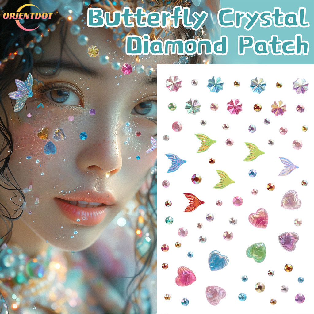 [Fantasy Butterfly Series II] Trang điểm nàng tiên cá 3D Shell Jewel Crystal Tattoo - Phụ nữ trẻ em Nhãn dán kim cương giả mặt tự dính