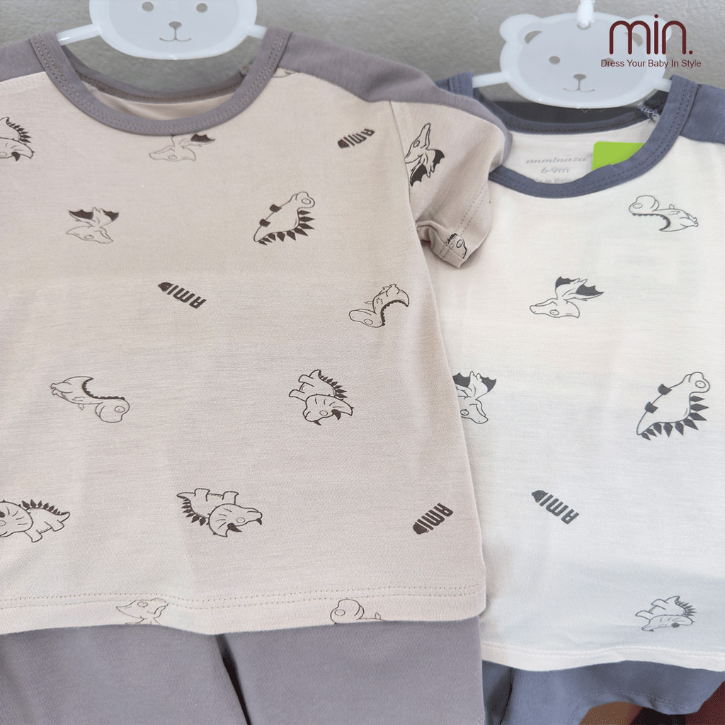 Bộ Cộc Tay Bé Trai Anminaza Chất Vải Co Dãn,Mềm Mại,In Họa Tiết Dễ Thương - Hàng Chính Hãng AMI0336