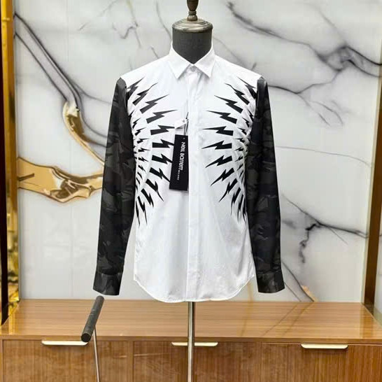 Áo Sơ Mi Tia Sét Phối 2 Vai Tay Rằn Ri KCloset SoMi Vải Cotton Mềm Mịn Thời Trang Nam Nữ NA835