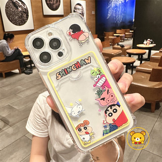Ốp Điện Thoại Ví Crayon Shin-chan Cho OPPO A3 A3X A60 A40 A79 A78 A58 A38 A18 A17 A17K A16 A16K A16E 5G 4G Vỏ Hoạt Hình Dễ Thương Cặp Đôi Thẻ Trong Suốt