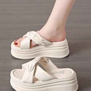 DÉP BÁNH MÌ QUAI DA XOẮN CHỮ X ĐẾ 6p, dép nữ, dép cao, dép xuồng, dép đế bằng rr.ffnnBB TT