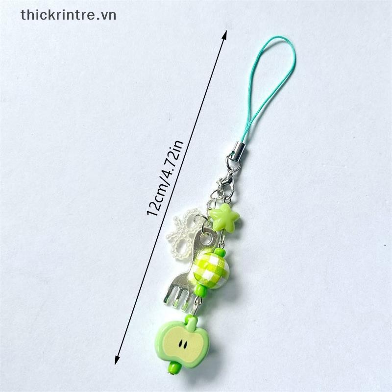 THI Dễ Thương Ngọt Ngào Ngôi Sao Xanh Nơ Hạt Móc Khóa Mặt Dây Đeo Điện Thoại Di Động Dây Ba Lô Quyến Rũ Túi Trang Trí Quà Tặng Nữ Tính VN