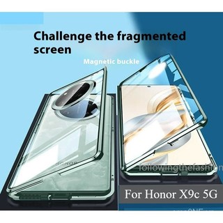 Ốp lưng cho Honor X9c 5G Honor X9C, Honor X9c, X9 c, X 9c 4G 5G 2024, ốp điện thoại 360 °     Vỏ bảo vệ ống kính camera bằng kính cường lực HD chống sốc từ tính kim loại