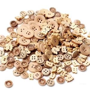 Top 100 lô Mix Shape 2 lỗ Nút may họa tiết màu tự nhiên