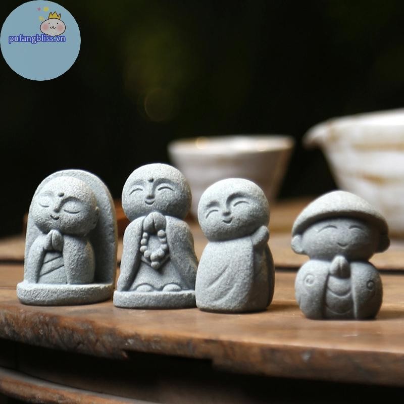 Pufangbliss Tượng Phật Dễ Thương Nhỏ Jizo Phật Điêu Khắc Các Bức Tượng Nhỏ Đồ Trang Trí Sân Vườn Phật Nhật Bản Ksitigarbha Bể Cá VN