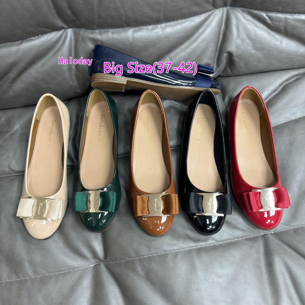Size Lớn 37-42 Nữ Giày Đế Bằng Ba Lê Nơ Vải Khóa Thoải Mái Chống Trơn Trượt Ngoài Trời 0YK6