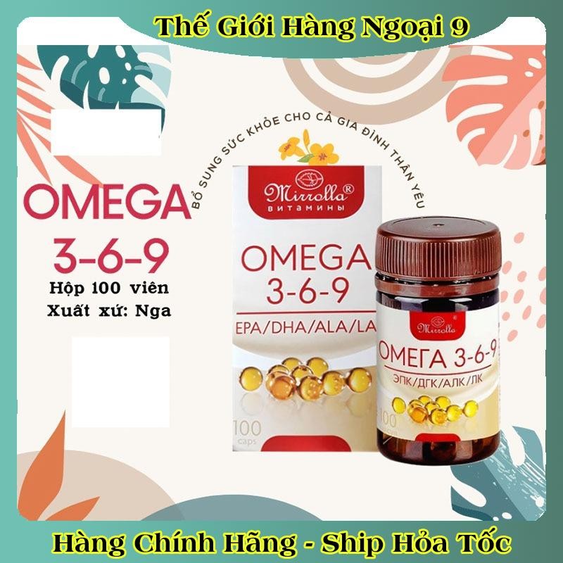 [Chính hãng Đủ Bill] Viên uống Omega 369 Mirrolla của Nga hộp 100 viên