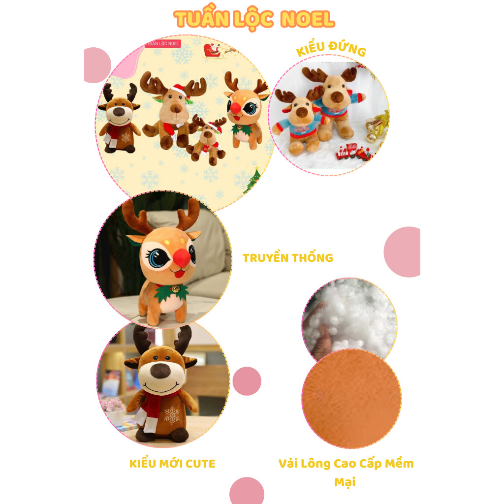 [ MẪU NOEL 2024  ]Gấu Bông Tuần Lộc Noel Trang Trí Noel, Quà Tặng Noel Giáng Sinh