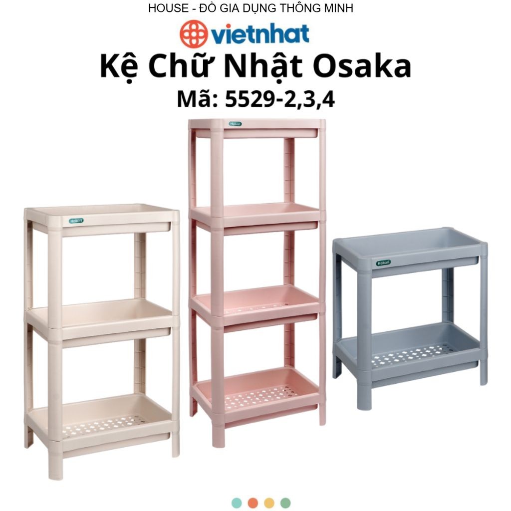 Kệ Chữ Nhật Osaka 2 tầng 3 tầng 4 tầng, Kệ Đựng Đồ Nhà Tắm, Nhà Bếp Cao Cấp Chính Hãng Việt Nhật (5529)