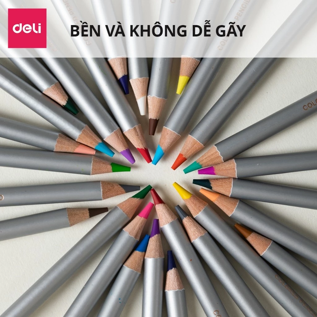 [TẶNG GỌT+TẨY] Bút Màu Chì Gốc Dầu Dmast Cao Cấp Deli - Chì Hộp Thiếc Màu Đậm, Blend Tốt, Ruột To 4.