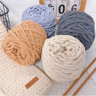 Len nhung đũa mềm mại, đủ màu cuộn 100g cỡ sợi 5mm Dùng Để Móc Gấu Dâu,Thú Bông Hoặc Đan Khăn Quàng Len Sợi To