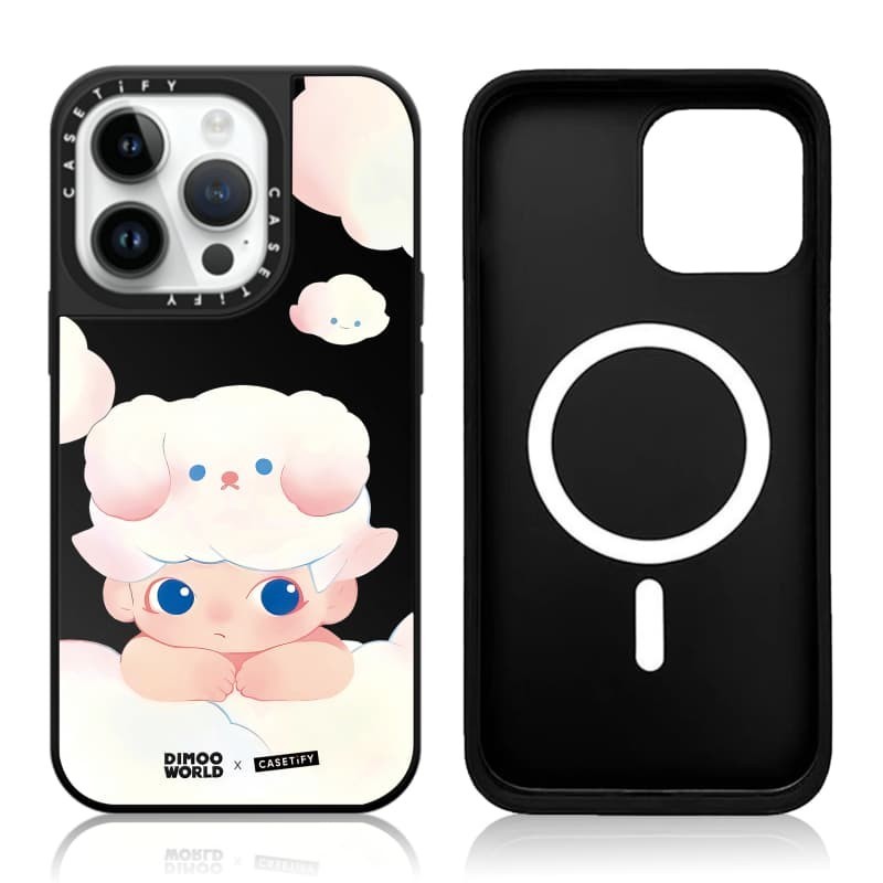 CASETiFY X DIMOO WORLD Hút từ tính Vỏ IPhone Gương đen & bạc IPhone 16 15 14 13 12 Pro Max Plus Ốp điện thoại cứng có hộp khắc logo