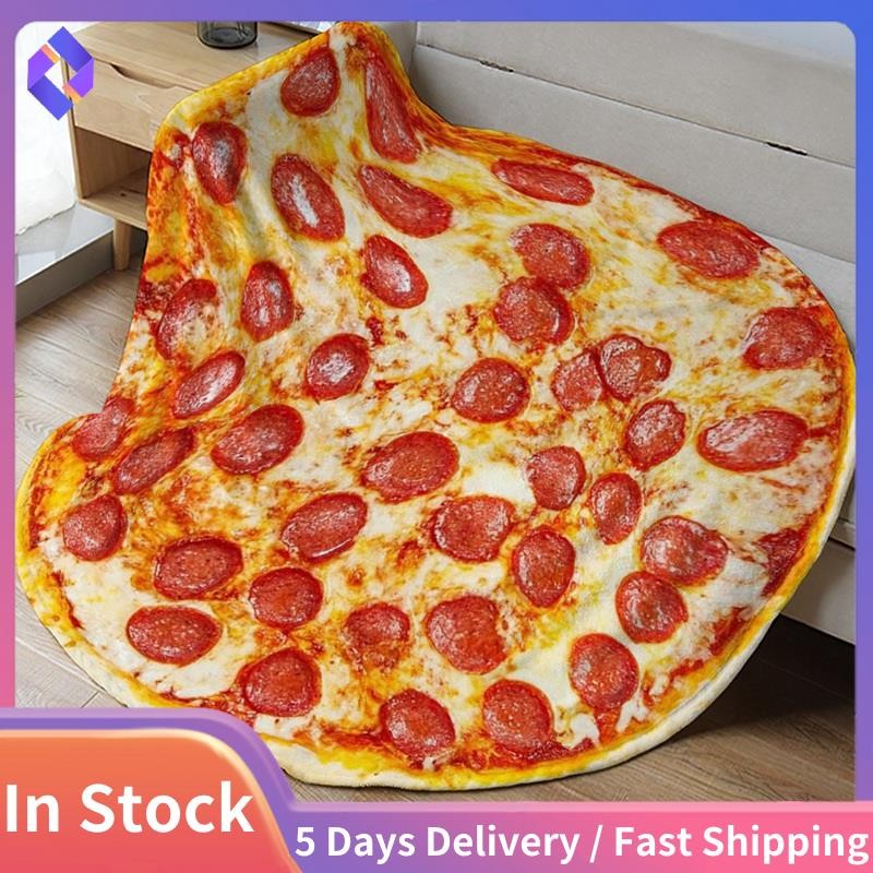 Chăn Pizza Pepperoni Khổng Lồ Chăn Mới Lạ 60 Inch Cho Người Lớn & Trẻ Em Tròn Trong Nhà, Ngoài Trời, Du Lịch, Gia Đình