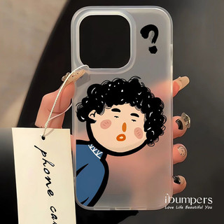 ibumpers Ốp Điện Thoại iPhone Dễ Thương Hoạt Hình Lông Xoăn Họa Tiết Cặp Đôi Ốp Lưng Trong Suốt Nhám Mờ Chống Bẩn Chống Sốc Cho IPhone 16 15 14 12 13 11 Pro Max IP 7 8 Plus X XS XR