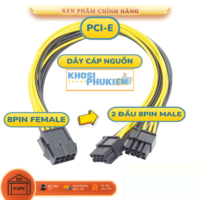 Dây cáp chia nguồn 8pin ra 2 dây 8pin (6+2) dùng cho VGA, CPU loại tốt ...