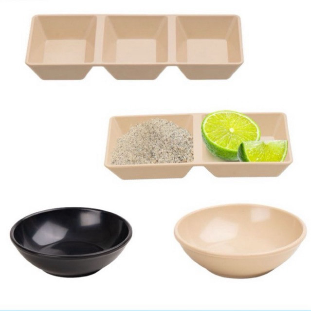 Đĩa chấm vuông 1 ngăn 2 ngăn 3 ngăn, đĩa tròn, chén đựng nước chấm, nước sốt Nhựa Việt Nhật