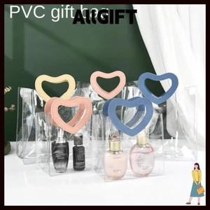 AllGIFT Túi Tote, Túi Mua Sắm Trong Suốt PVC, Tay Cầm Hình Trái Tim Thiết Thực Túi Bảo Quản Chống Thấm Nước