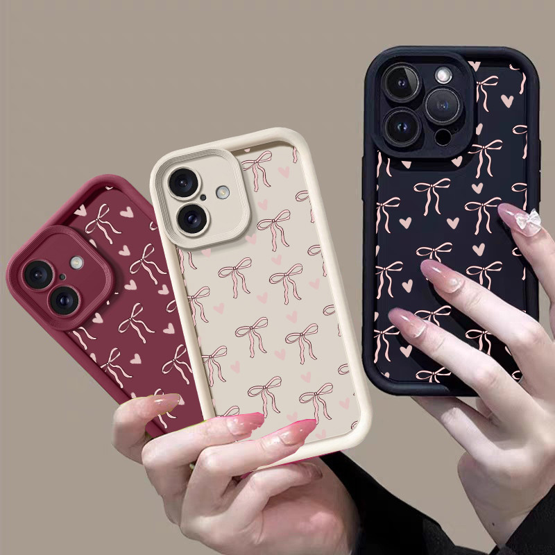 Toàn Màn Hình Dễ Thương Nơ Trái Tim Tình Yêu Dành Cho Samsung Galaxy M34 M31 M51 M30S M23 M20 M11 M15 M16 F06 J4 J6 Plus J7 Core J8 A10 A01 A31 A02 S20 Ultra Ốp Lưng Silicon Thời Trang