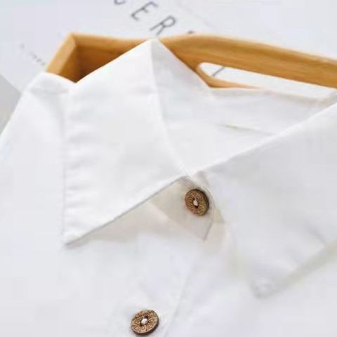 Áo sơ mi nữ Cotton dài tay màu trắng trơn dành cho nữ Áo sơ mi có cổ thường ngày