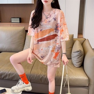 Áo thun ngắn tay dài vừa in thuốc nhuộm cho nữ, size 202 mimemu1.my20250410