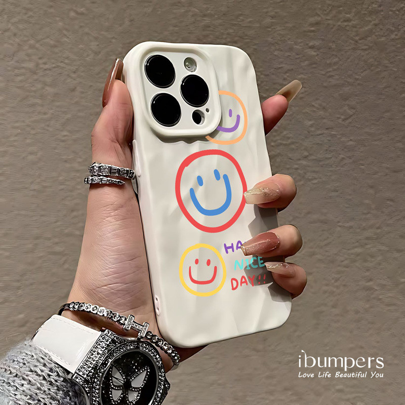 ibumpers Ốp Lưng IPhone Thời Trang Vui Nhộn Nhiều Màu Sắc Họa Tiết Cười Cho IPhone 16 15 14 12 13 11 Pro Max IP 7 8 Plus X XS XR Ốp Điện Thoại Silicon Mềm Chống Sốc