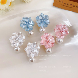 Bạc Kim Nhựa Hoa Ngọc Trai Mặt Dây Chuyền Bông Tai Nhỏ Tươi Ánh Sáng Sang Trọng Cao Cấp Đinh tán Thiết Kế Ngọt Ngào Cảm Giác Phụ Kiện