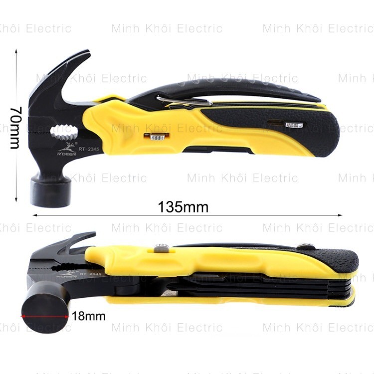 Búa đa năng Rdeer cao cấp RT-2345,búa rìu kìm đa năng hỗ trợ thoát hiểm,cứu hộ,picnic,sinh tồn,búa nhổ đinh, búa thép