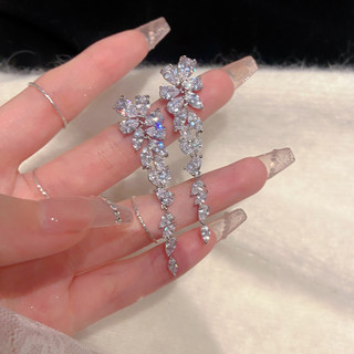 Công Nghiệp Nặng Kim Cương Giả Siêu Nhấp Nháy Dài Tua Rua Bông Tai Sang Trọng Thời Trang Ánh Sáng Sang Trọng Bông Tai Phụ Kiện