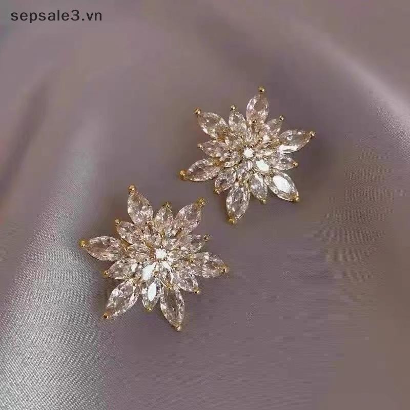 # sepsale # Bông tai hoa tuyết pha lê thời trang dành cho nữ Phụ kiện trang sức tiệc cưới thanh lịch Quà tặng.