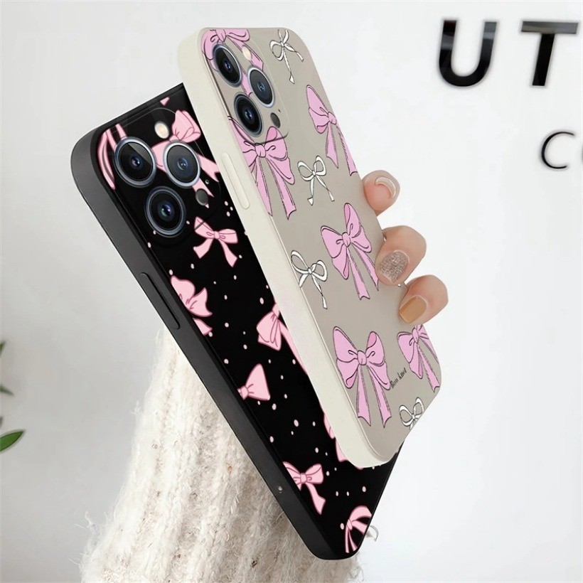 Ốp điện thoại silicon mềm chống sốc cho Huawei Nova 13i 7i 3i 4e 5T Y70 Y71 Y72 Y7A Y9S Y9 Prime 2019 Vỏ nút thắt nơ màu hồng