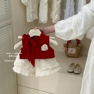 S533-[tomnaukid] Set áo phối quần Short trắng Kèm Hoa cho bé gái size từ 8-30Kg