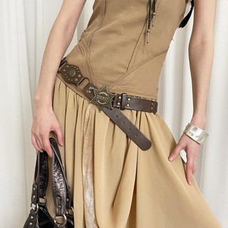 Thắt lưng METALWRK da PU phong cách Gothic Steampunk, retro vintage cho quần jean nữ