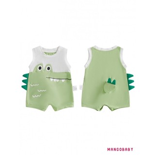 MG-Baby Dinosaur Tank Romper Bộ áo liền quần không tay dễ thương có đuôi Quần áo mùa hè thông thường