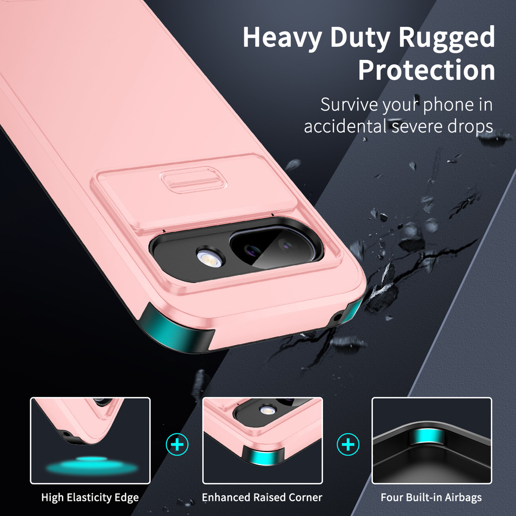 Ốp Chống Sốc 2 Trong 1 Cho Google Pixel 9A 9 XL 8 8A 7 6A 9 Pro 5G 4G Trượt Camera Vòng Đứng Mặt Sau Vỏ Điện Thoại