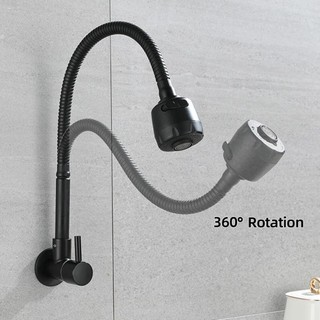 Vòi Rửa Bát - Vòi Nước Bồn Rửa Chén Gắn Tường, Ống Nước Mềm 360° Chống Rò Rỉ, Bộ Lọc 20mm