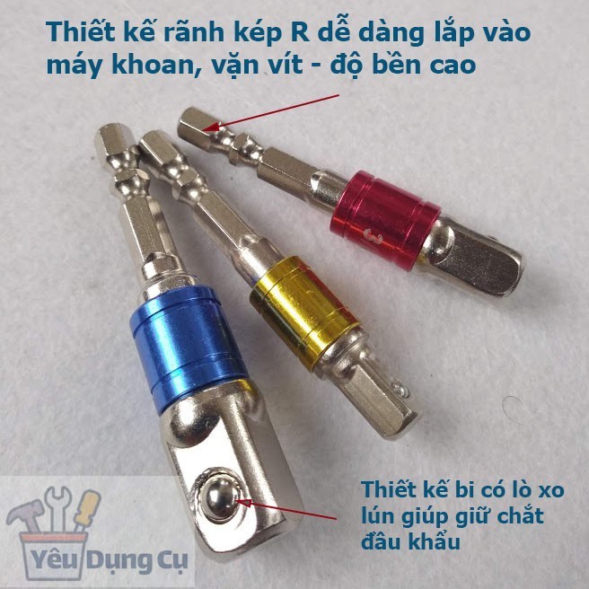 【COD】Bộ 3 Đầu Chuyển Bulong 1/4, 3/8, 1/2 Dùng Cho Máy Khoan, Máy Bắn Vít, Tiện Lợi Sửa Xe Máy Và Ô Tô Gia Đình