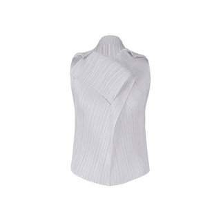 Miyake Xếp Ly Phong Cách Tháng Bảy Hàng Đầu Hot Girl Phong Cách Ngắn Hình Đặc Biệt Không Tay Ve Áo Nút Sang Trọng Độc Đáo Vest jk112