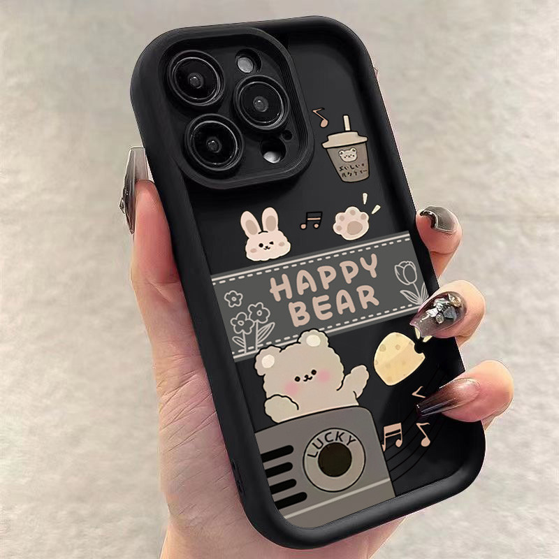 Ốp Lưng Cho Xiaomi Redmi Note 14 13 11 12 Pro Plus 5G 12S 11S 10s 10 Pro Redmi 14C Turbo 3 13 12 12C 4G 13C Hoạt Hình Dễ Thương Trà Sữa Gấu Mắt Thiên Thần Silicon Mềm Mờ Chống Sốc