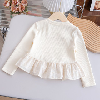 (6m-8Y) Áo sơ mi dệt kim dài tay phong cách Hàn Quốc Áo thun Cotton thông thường