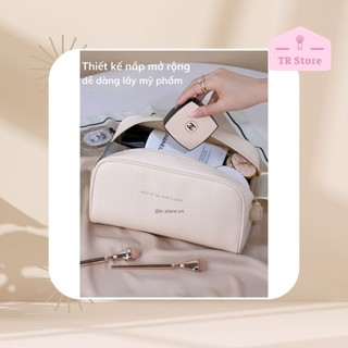 Túi đựng mỹ phẩm Rose da PU cao cấp 2 zip lớn hình thang