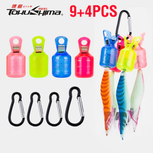 9 + 4 Chiếc Nhựa Mực Jig Móc Bảo Vệ Jig Câu Cá Mồi Có Chống Trầy Xước Đâm Gỗ Tôm Móc Bao Phụ Kiện Câu Cá.