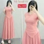 Set Váy Vạt Nhọn Cổ Tròn, Áo Ngắn Tay Kèm Chân Váy Xòe (thun tăm) Women Nữ Nhung